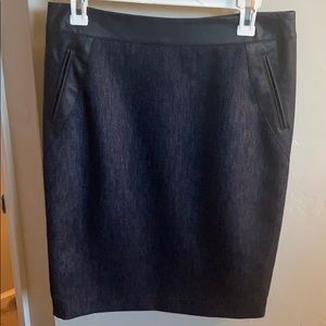 Ann Taylor Faux leather trim pencil skirt
